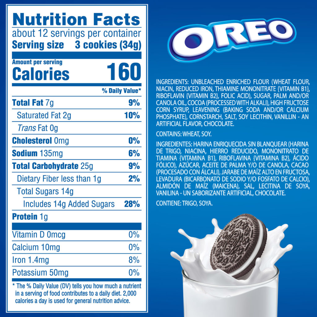 Oreo Cookie Ingredients and Nutrition Facts